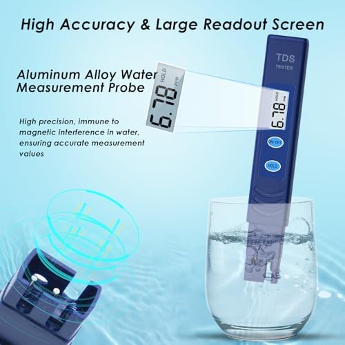 TDS Water Tester, Drinking Water Tester, 0-9990 PPM Meter Water Quality Tester, Portable Water Tester for Drinking Water, TDS Meter Digital Water Tester, 1 Pack, Deep Blue - Image 4