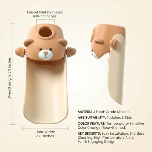 SKYROKU Faucet Extender for Toddlers with Temperature Sensor, Cute Bear - Image 5