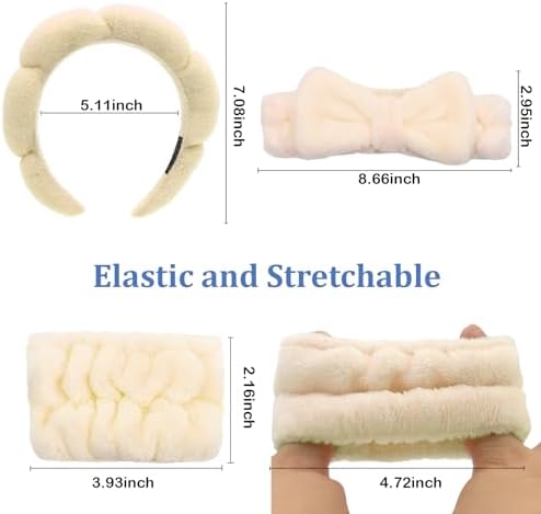 Beige Skincare Bubble headband and wristband set for Face Washing - Image 5