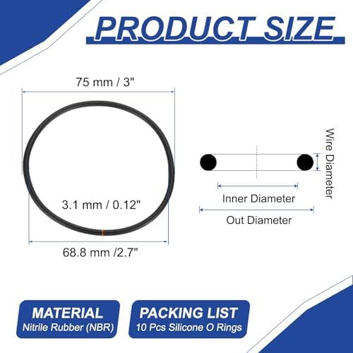 PATIKIL Silicone Sealing Rings 75x68.8x3.1mm Black 10Pcs - Image 2