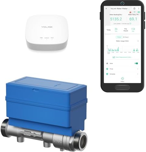 YoLink FlowSmart All-in-One Kit: 1.25" Water Meter + Hub by YoLink