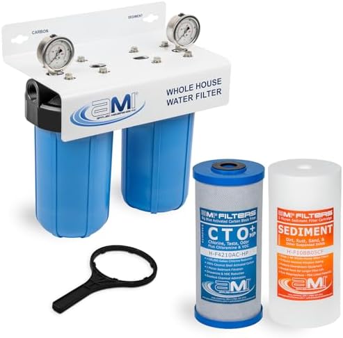 Applied Membranes Inc. 2-Stage Whole-House Water Filter System, 4.5x10-Inch Carbon and Sediment Filter Cartridges - Image 2