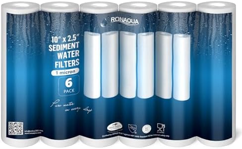 Ronaqua 1 Micron Sediment Water Filter Cartridge 10"x2.5", NSF Certified, 4-Layer Filtration for any 10-inch RO Units & Whole House Systems, Compatible with Culligan P5, AP110, WHKF-GD05, 6 Pack - Image 2