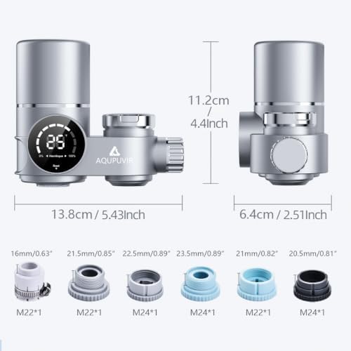 AQUAPUVIR Water Filter For Sink Faucet, LED Sink Water Filter 99% Filtration | Removes Impurities Tap Water Purifier Fits Standard Faucets, Water Filter with1/2 filter element - Image 3