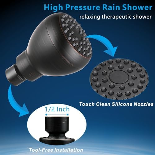 High Pressure Shower Head - Powerful Bathroom Pressure Boosting Showerhead - Perfect Universal Replacement for Rain Shower Heads(Oil Rubbed Bronze) - Image 4