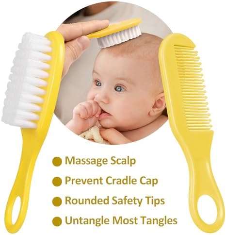 Baby Grooming Kit, Infant Safety Care Set with Hair Brush Comb Nail Clipper Nasal Aspirator,Baby Essentials Kit for Newborn Girls Boys (Yellow) - Image 2