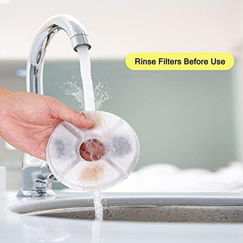 Cat/Pet Water Fountain Filters, 12 Pieces Set Pack of 8 Replacement Filter Dia is 5" Fit for 81oz/2.4L, 3 Filtration System with 4 Pre-Filter Sponges - Image 5