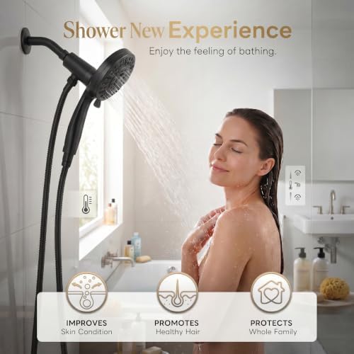 High Pressure Handheld Shower Head Matte Black- Anti-clog Nozzles, Built-in Power Wash to Clean Tub, Wall & Overhead Brackets,Magnetitc Rainfall Showerhead hand held - Image 2