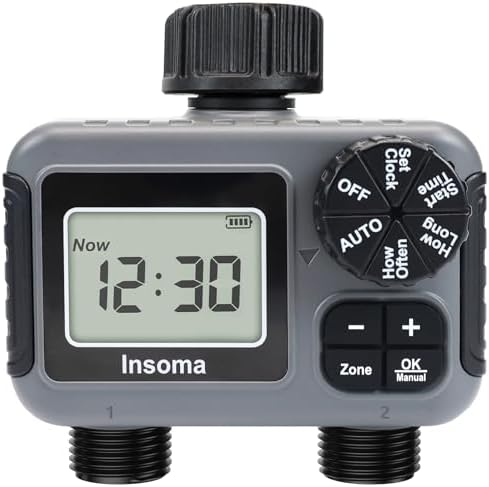Insoma 2 Zone Water Timer for Outdoor Garden Hose, IPX5 Waterproof by Insoma