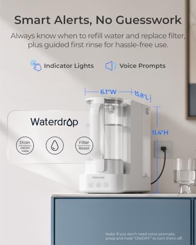 Waterdrop C2S Countertop RO Filtration System, 40oz Autofill Glass Pitcher - Image 6