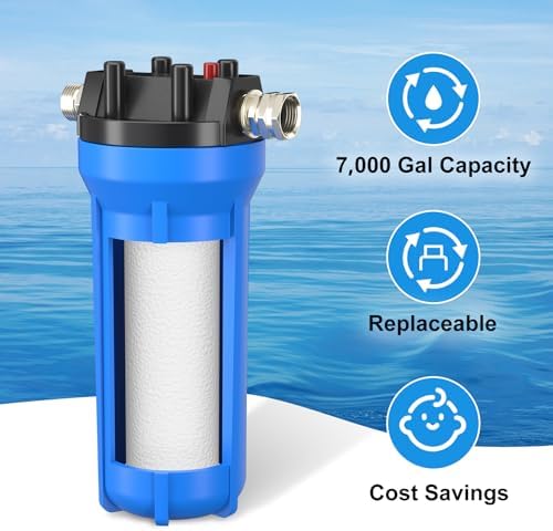 4-Layer RV Water Filter with Stand and 7,000 Gallons Capacity, 3/4" GHT Metal Threads Inline Water Filter, Removes Sediments, Chlorine, PFAS, PFOS, VOCs, Heavy Metals, Bad Taste, Odor - Image 4