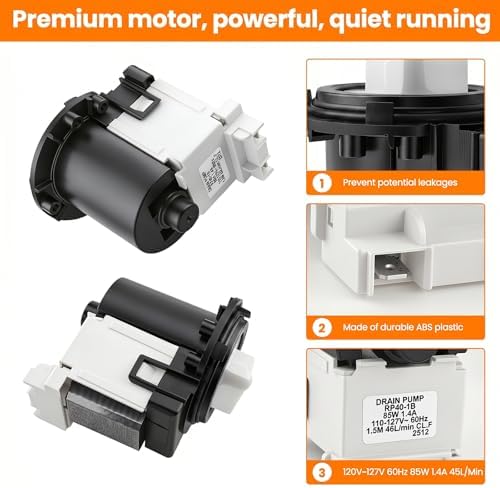 【 】4681EA2001T OEM Washer Drain Pump, Compatible with LG & Kenmore Washing Machines, with an additional seal ring kit - Image 6