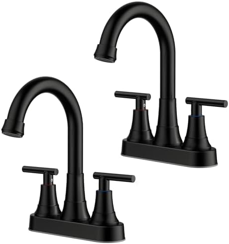 FORIOUS 2 Pack Black Bathroom Faucets, 4 Inch Centerset Faucet Commercial by FORIOUS