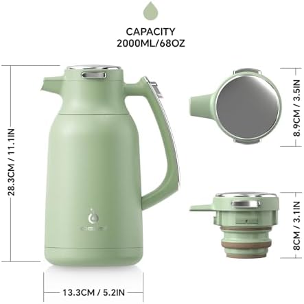 IDEUS Thermal Coffee Carafe 68oz, Beverage Dispenser Avocado - Image 5