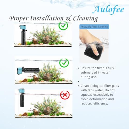 50-150 Gallon Submersible Aquarium Filter, Internel Fish Tank Filters for Large Tanks, Whisper Turtle Tank Filter for Small Pond, Saltwater & Freshwater, Sky Blue - Image 5