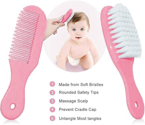 Baby Grooming Kit, Infant Safety Care Set with Hair Brush Comb Nail Clipper Nasal Aspirator,Baby Essentials Kit for Newborn Girls Boys (Pink Baby Grooming kit) - Image 2