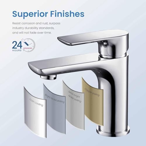 KIBI Tender Chrome Bathroom Sink Faucet with Pop-Up Drain | Single Handle Solid Brass High Arc Spout | Smooth Water Flow and Corrosion-Resistant (Chrome W/Pop Up Drain) - Image 4