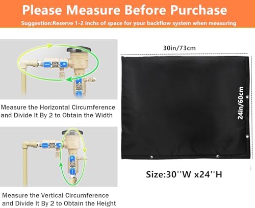 Backflow Preventer Insulation Cover,Outdoor Pipe Insulation Cover,Winter Well Head Cover Water Well Pump Covers Sprinkler Valve Cover 2-Way Opening (Black 24" W x 30" H) - Image 2
