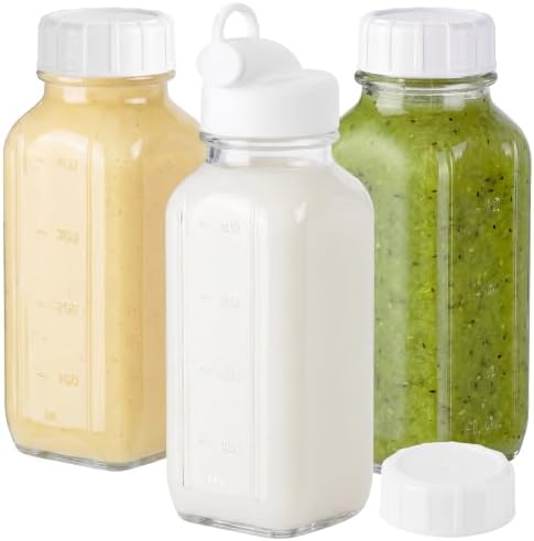 CUCUMI 3 Pack 16 Oz Glass Milk Container for Lunch Box by CUCUMI