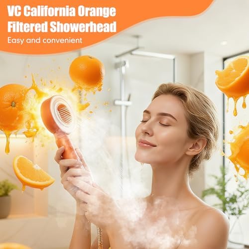 High Pressure Handheld Shower Head, Replaceable Lavender Filter, Vitamin C & Chlorine Removal, Water Efficient, Anti-Rust ABS, CEC DOE Certified, Skin-Friendly Spa (California Orange) - Image 5