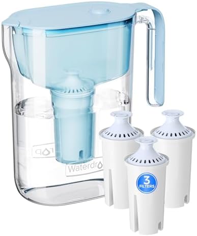 Waterdrop PT-11BL 7-Cup Alkaline Water Filter Pitcher with 3 Filters, Blue by Waterdrop