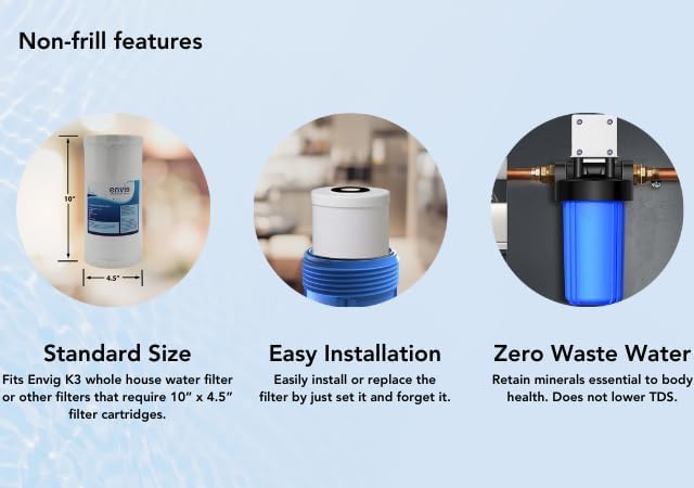 Envig K3 Large Capacity Whole House Heavy Metal Iron Hydrogen Sulfide Water Filter, 10" x 4.5", 50,000 Gallon Capacity, Catalytic Carbon KDF - Image 5