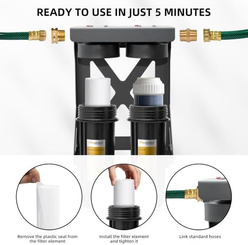 Filterelated RV Water Filter System,4in1 KDF Carbon Anti-Scale,3/4 Brass - Image 5