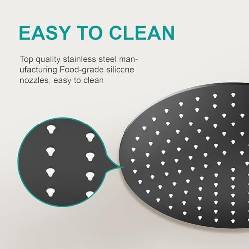 All Metal 12Inch Rain Shower Head - Heavy Duty Stainless Steel, Easy Install, High Water Flow, Ultra-Thin Modern Design for Bathroom (Matte Black) - Image 6