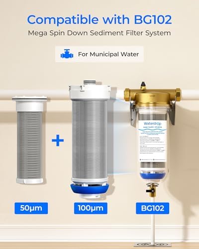 Waterdrop Mega Spin Down Sediment Filter with WD-BG102 100/50 Micron Replacement Cartridge, Bundle - Image 3