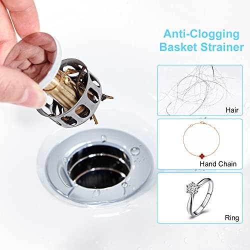 CREA Bathroom Sink Drain Chrome, Sink Stopper Pop Up Drain for Bathroom Vanity Kitchen Sink with Overflow - Image 2