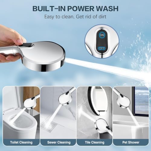 BRIGHT SHOWERS Filtered Shower Head with Handheld, High Pressure 9 Spray Mode Showerhead with Long Hose and Bracket, Water Softener Filters Beads for Hard Water - Removes Chlorine, Chrome - Image 5