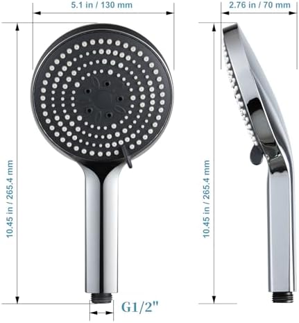 OFFO Handheld Shower Head, 6-Mode High Pressure Handheld Sprayer High Flow Large Powerful Boosting Handheld Showerhead for Low Water Pressure, Chrome Finish - Image 7