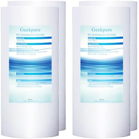 Geekpure 10 Inch Whole House PP Sediment Water Filter-4.5" x 10"-5 Micron by Geekpure