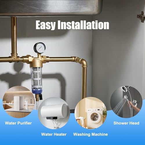 Water Filtration & Softeners, Reusable Whole House Spin Down Sediment Water Filter 40 Micron Flushable Prefilter Filtration 0.75" Female Thread + 1.26" Male Thread - Image 6