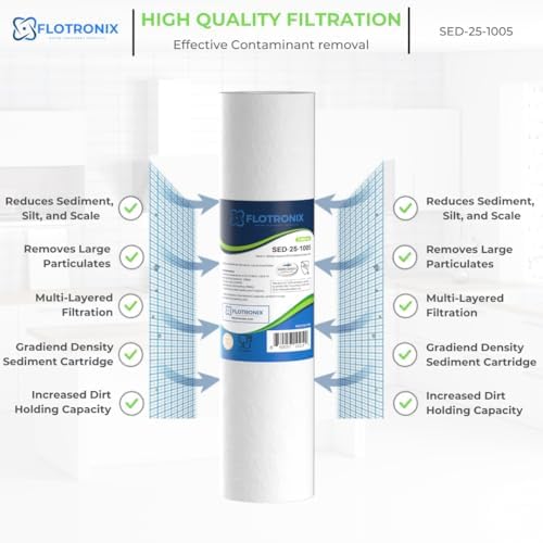 Flotronix 5 Micron 2.5" x 10" Sediment Whole House Water Filter Compatible to GE FXUSC Water System (2 Pack) - Image 4