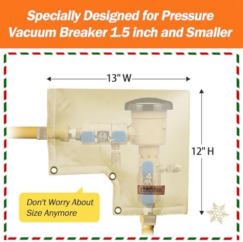 TOHONFOO 3-Way Opening Backflow Preventer Pipe Insulation Cover (5°F) - Irrigation Sprinkler Valve Cover 18" W x 34" H Beige + Backflow Preventer Cover Insulated Pouch (5°F) - Image 6