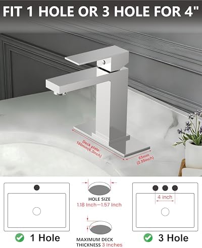 Midanya Bathroom Faucets 1 Hole Single Handle,Polish Chrome - Image 3