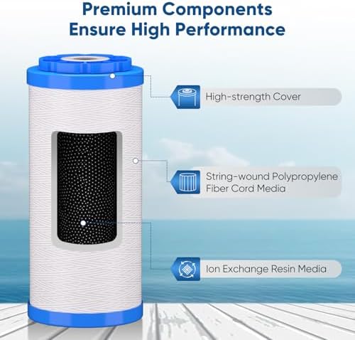 PUREPLUS 10"x4.5" Whole House Water Filter Kit, String Wound & Carbon - Image 3