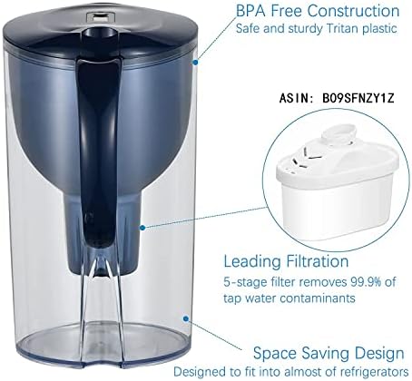 Alkaline Water Filter Pitcher with Filter, 14 Cup Digital Display Water Purifier Pitcher in BPA Free for Quick Clear Chlorine, Fluoride, Heavy Metals, Odor, Bad Taste - Image 5