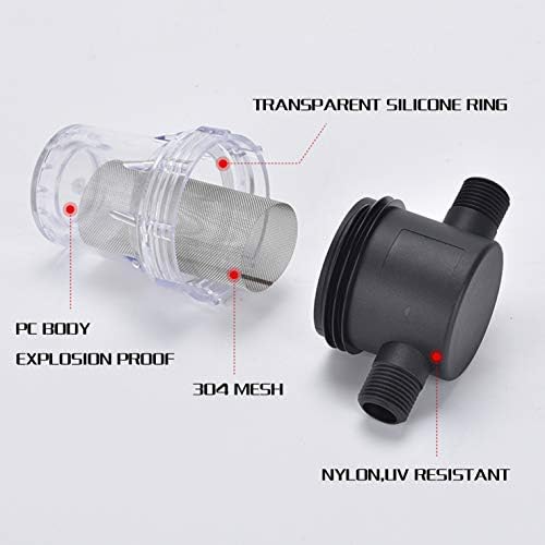2 Pcs Water Filter, Twist-On Pipe Strainer, Nylon PA66 cover, PC bowl with 40 and 100 Mesh 304 Stainless Screen (1/2’‘ male) - Image 4