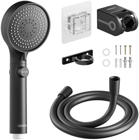 RV Shower Head with Hose, High Pressure Shower Head with Handheld On Off Switch, Travel Trailer, Motorhome and Boat and Camper Must Have RV Accessories Replacement Part, Matte Black by Awelife