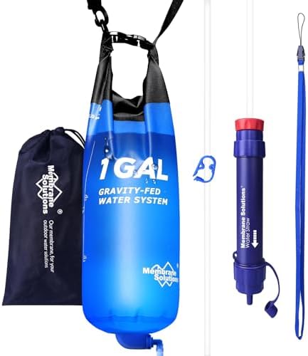 Membrane Solutions 1 Gal Gravity Water Filter, Lightweight Camping Purifier by MembraneSolutions
