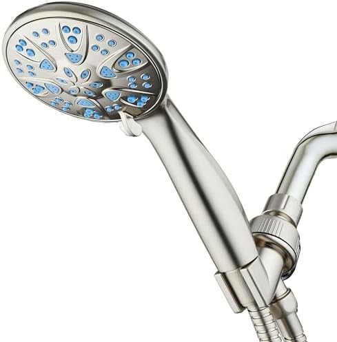 AquaDance Anti-Clog High-Pressure 6-Setting Hand with with Microban Nozzle Protection from Growth of Mold & Mildew for Stronger Shower! Aqua Blue Jets – 1.8 GPM by AquaDance