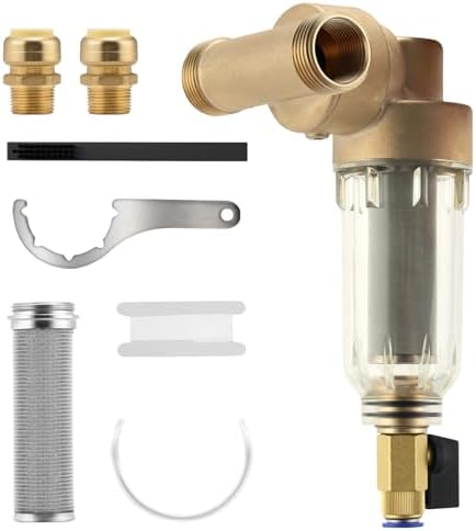360° Rotatable Spin Down Sediment Water Filter, Contains Two 3/4" Push-to-Connect Fittings,Home Water Filter with 50&100 Micron Filters by Watflow