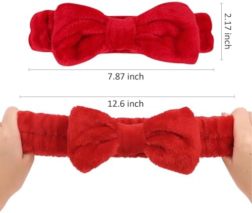 Ondder Spa Headband for Washing Face 8 Pack Red Skincare Makeup Headbands - Image 6
