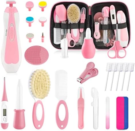 Baby Healthcare and Grooming Kit for Newborn Kids, 31PCS Upgraded Safety Baby Care Kit, Newborn Nursery Health Care Set, Baby Care Products (Pink（31PCS) by POPYJAN