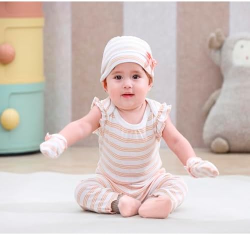 MAMIMAKA Newborn Baby Boy Girl Caps Mittens Socks Set Cotton Baby Essentials Accessories (Hats+Gloves+Socks) - Image 6