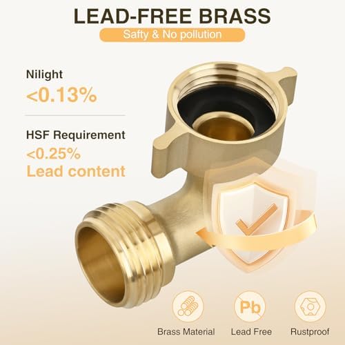 Nilight 90 Degree Hose Elbow, 3/4" Brass Water Connector for RV Camper - Image 6