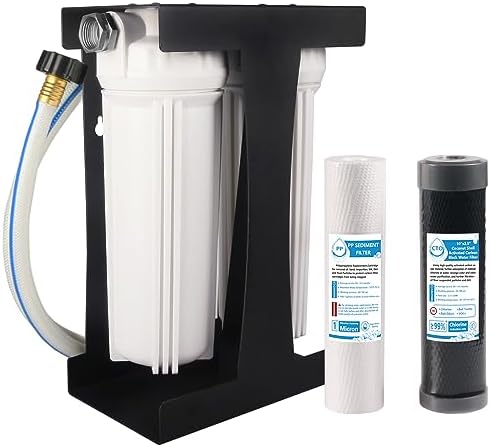 Premium RV Dual Water Filter System,3/4" 304 Lead-Free Stainless Steel Fittings| Reduces Sediment,Chlorine,Bad Taste and Odors,Suitable for RVs,Boats,Farming & Gardening by Nasibey