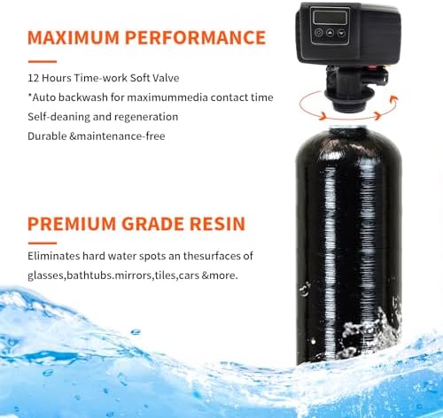 Whole House Water Softener Valve 48,000 Grains - High Performance Automatic Digital Metered Control Head,Reduces Hardness & Minerals - Improve Water Quality - for 1-2 bathrooms - Image 5